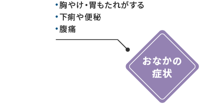 おなかの症状（胸やけ・胃もたれがする・下痢や便秘・腹痛）